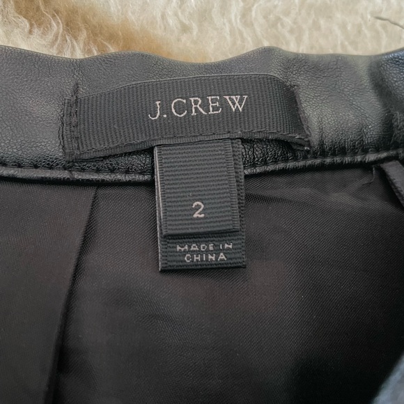 J. Crew Faux Leather Black Pleated Mini Skirt - Picture 2 of 8